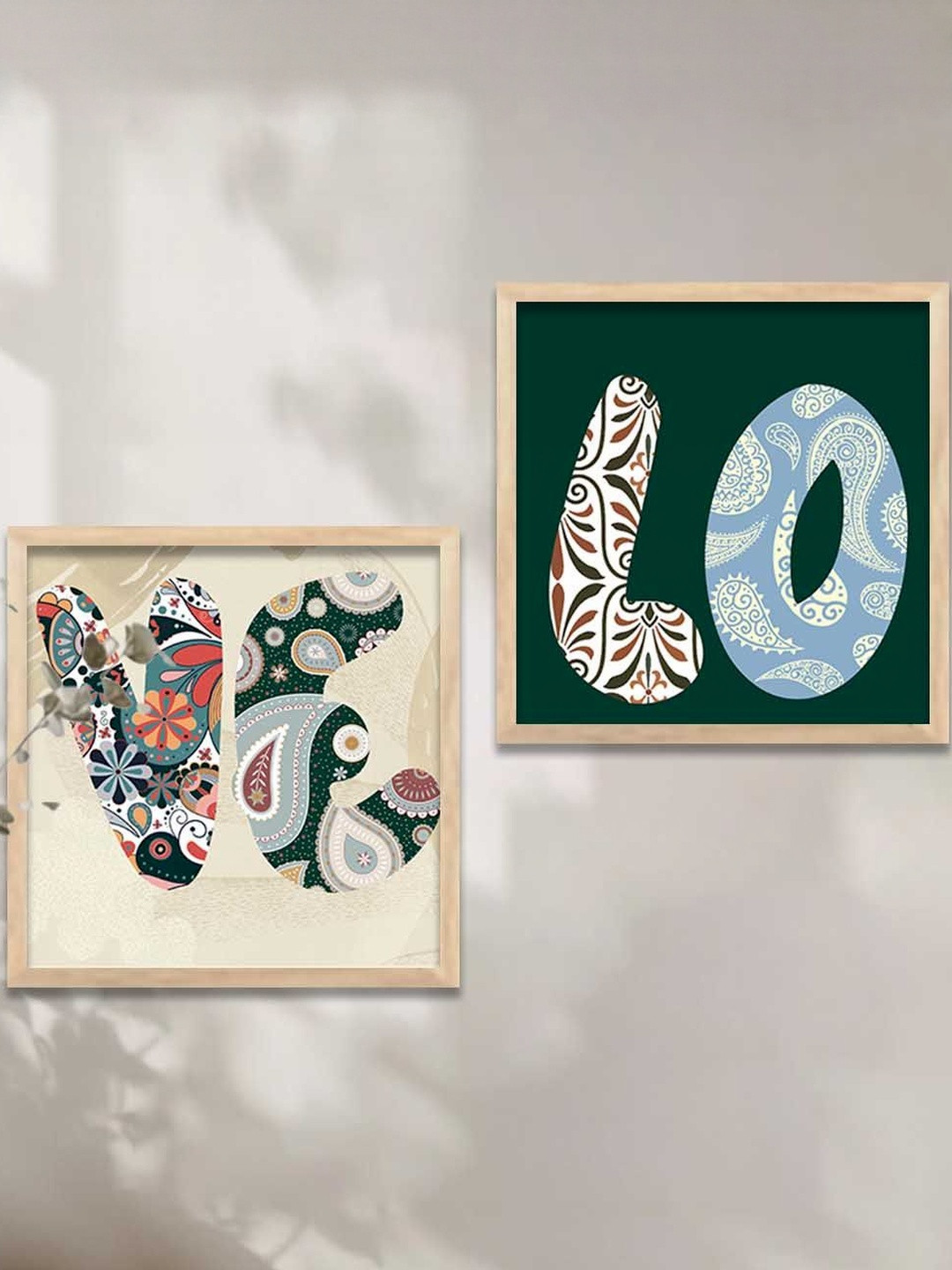 WALLLANE Brown Set of 2 Piece Wood Modern Wall Art  With Frame