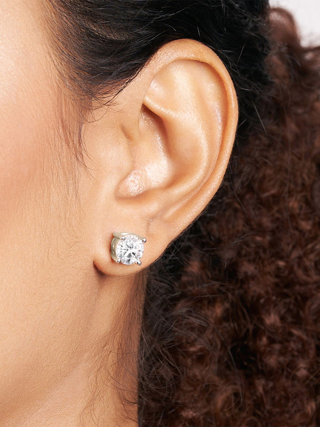 Sparkles 14K White Gold Lab Grown Diamond 1 Carat 4 Prong Round Shape Diamond Earrings