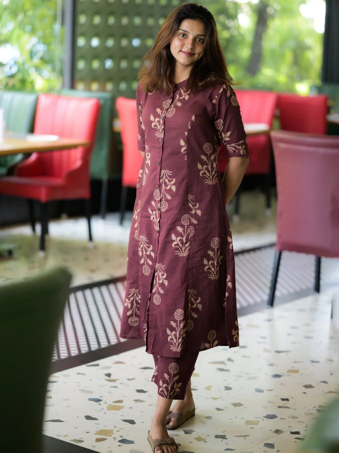 SKYDYEING Women Ethnic Motifs Printed Kurta with Trousers