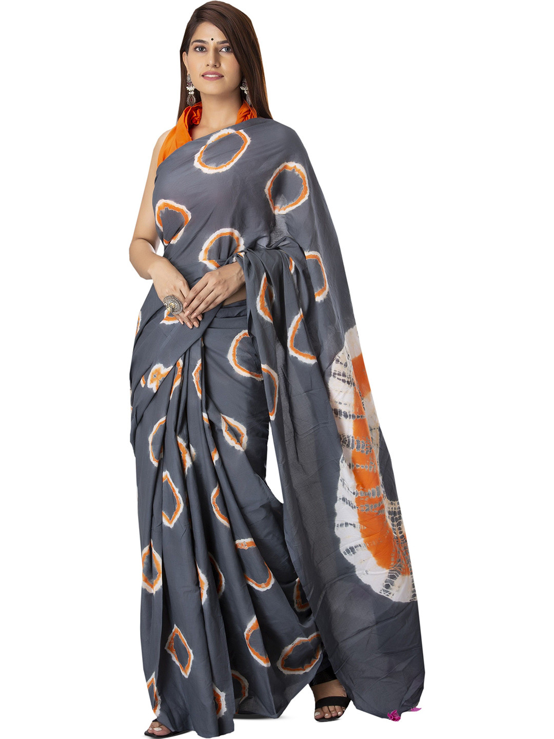 Craft Musium Tie & Dye Pure Cotton Saree With Blouse