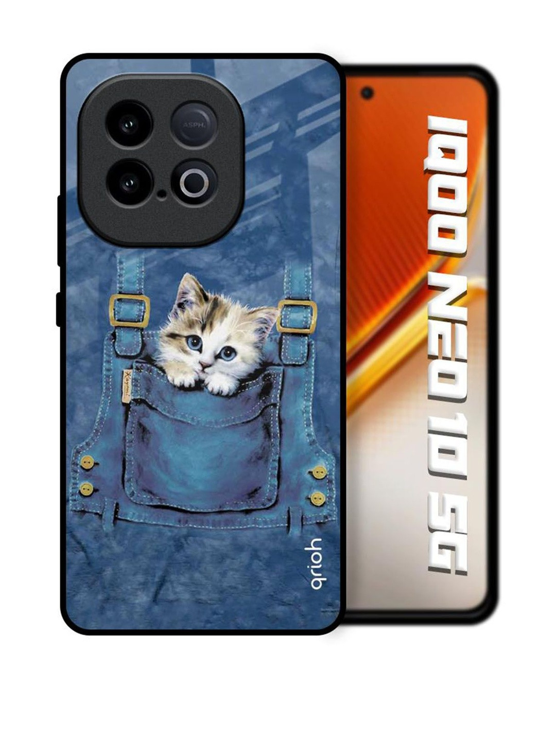 QRIOH Kitty In Pocket Glass Case For iQOO Neo 10 5G Back Case Mobile Accessories