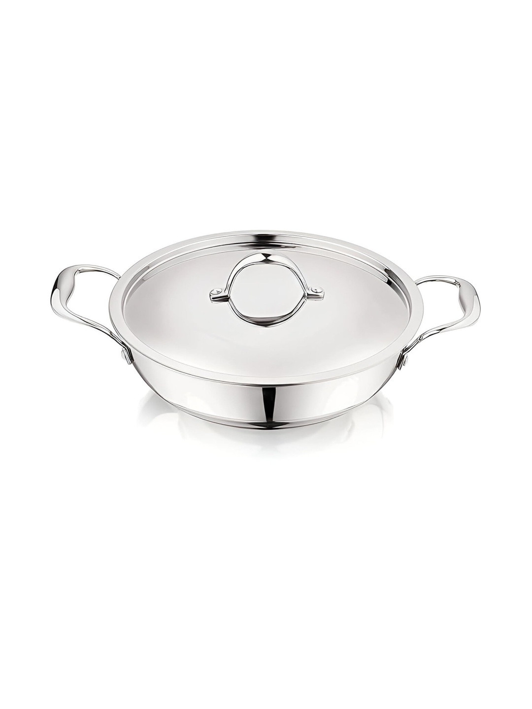 Prabha Stainless Steel Heavy Base Triply Kadai with lid 3.5 Litres 26cm