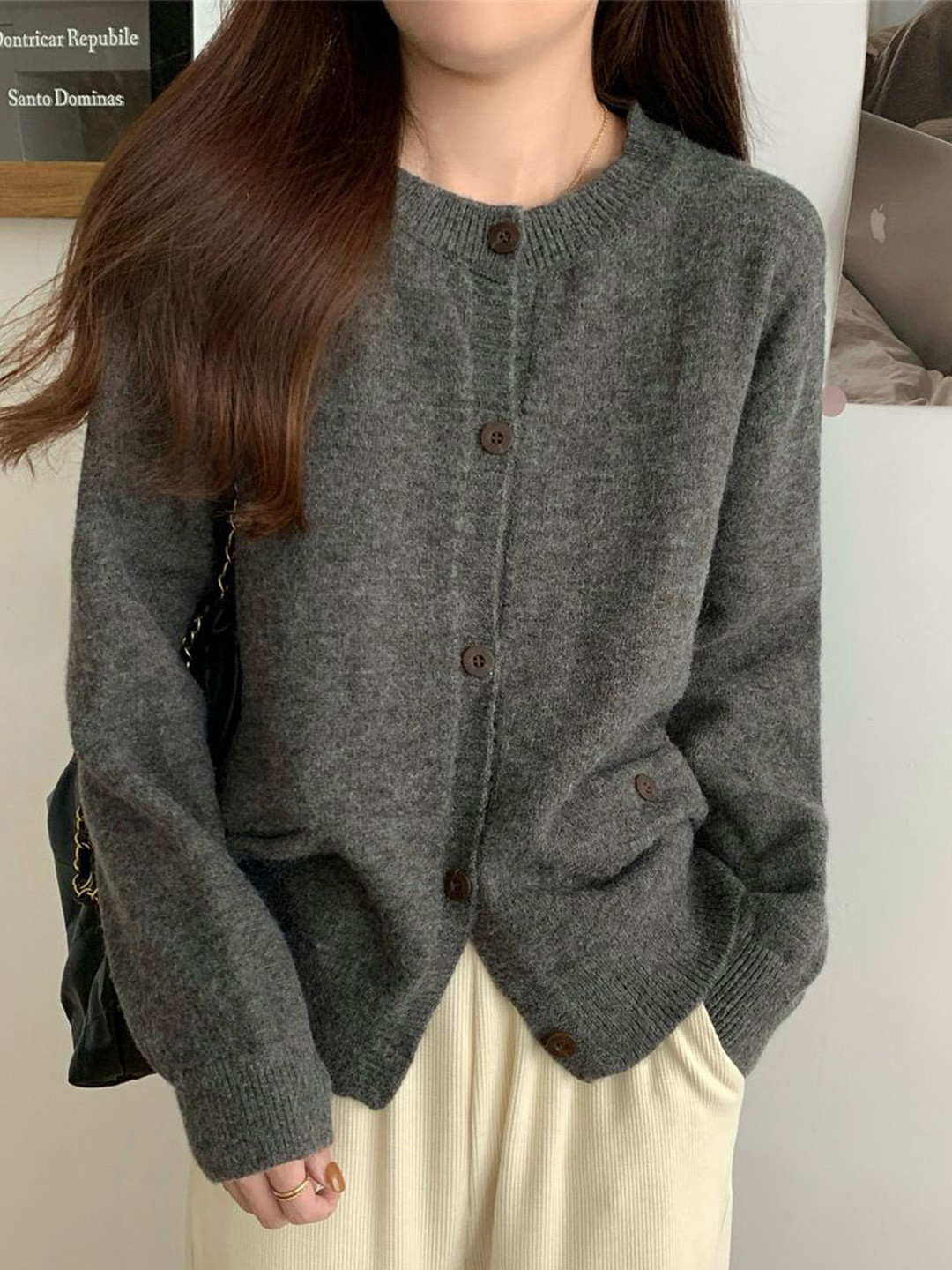 all about you Round Neck Cardigan