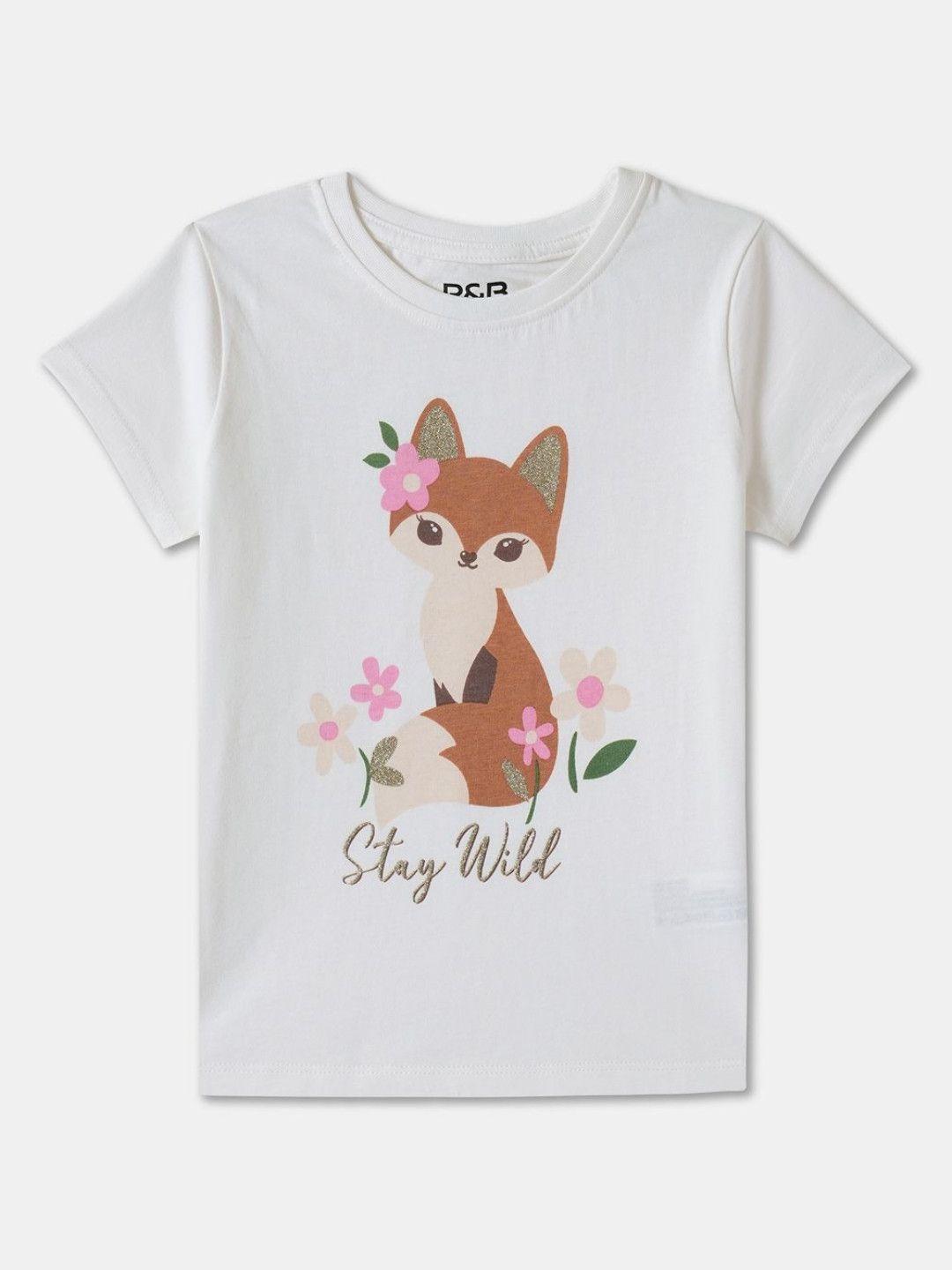 R&B Girls Typography Printed Round Neck Cotton T-shirt
