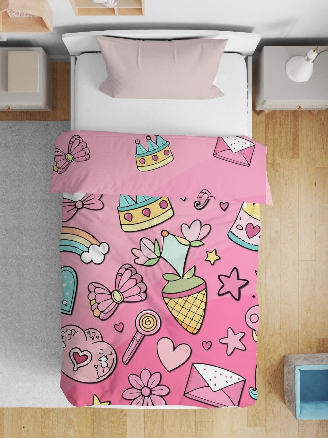 HOME PLUS STUDIOS Pink Cartoon Characters Microfiber AC Room Comforter