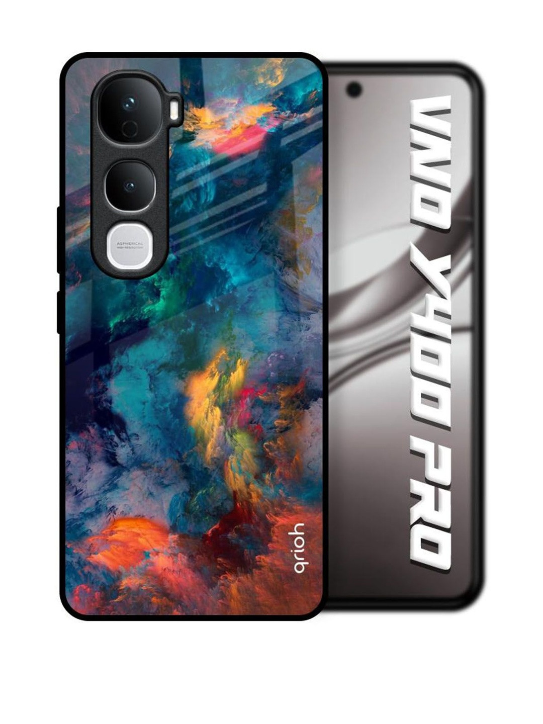 QRIOH Cloudburst Printed Vivo Y400 Pro 5G Glass Back Case Mobile Accessories