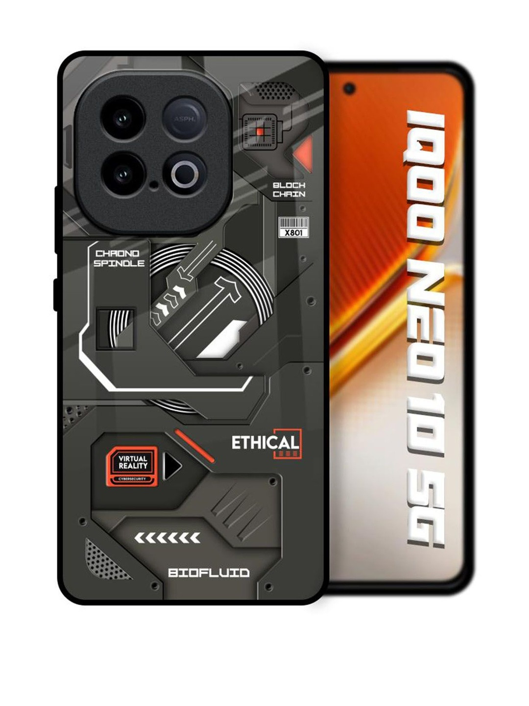 QRIOH Tech Aesthetics Printed iQOO Neo 10 5G Glass Back Case Mobile Accessories