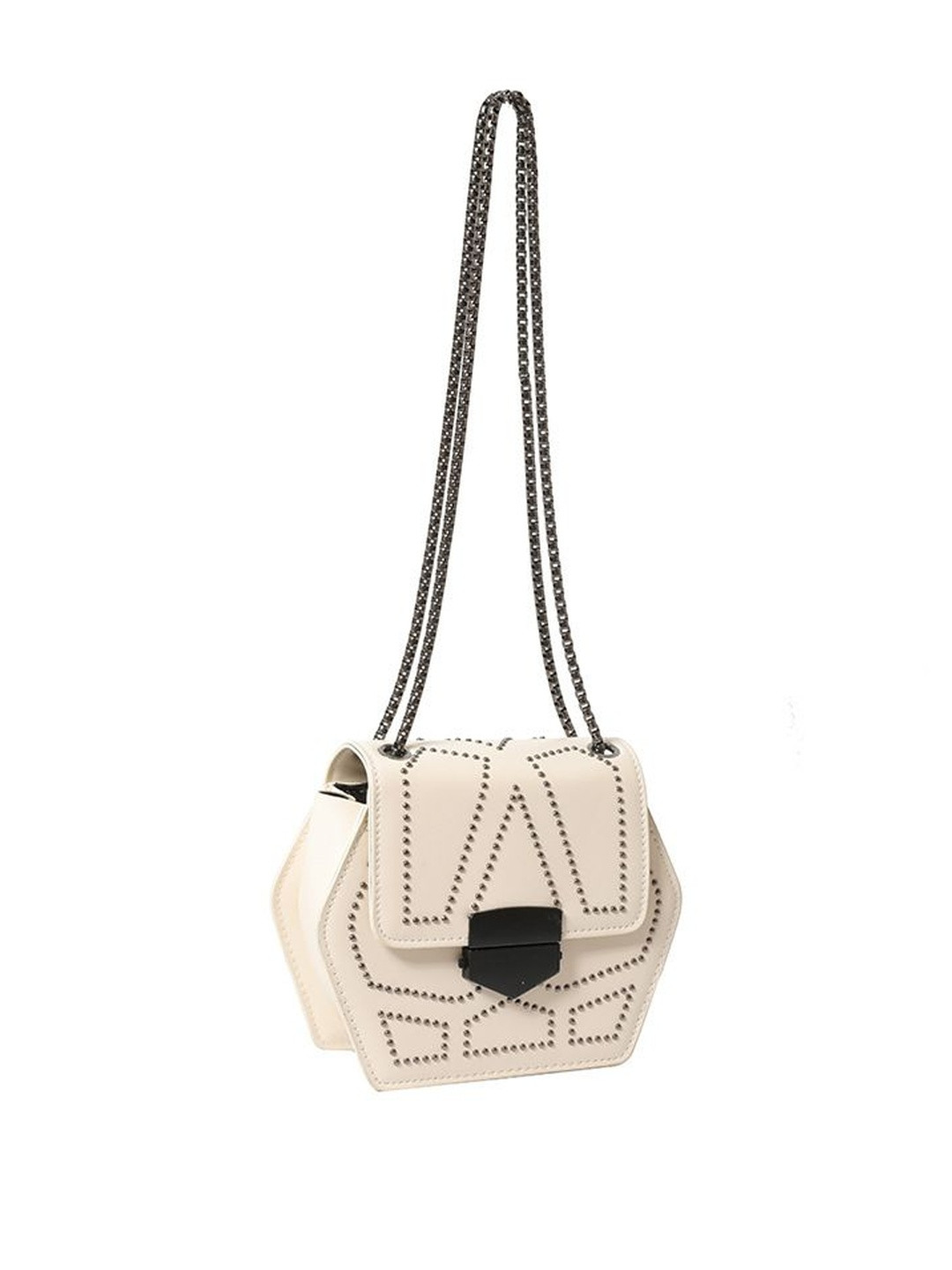 CORSICA PU White Solid Two Handles Embellished Sling Bag