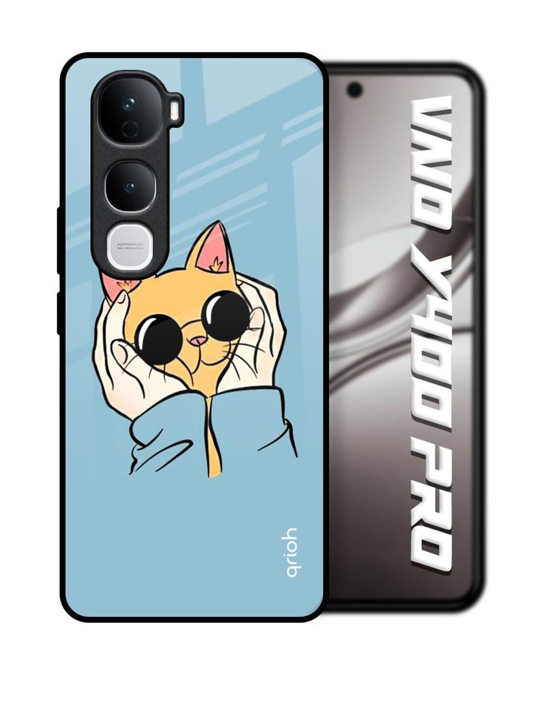 QRIOH Quirky Printed Vivo Y400 Pro Cute Kitty Glass 5G Back Case Mobile Accessories