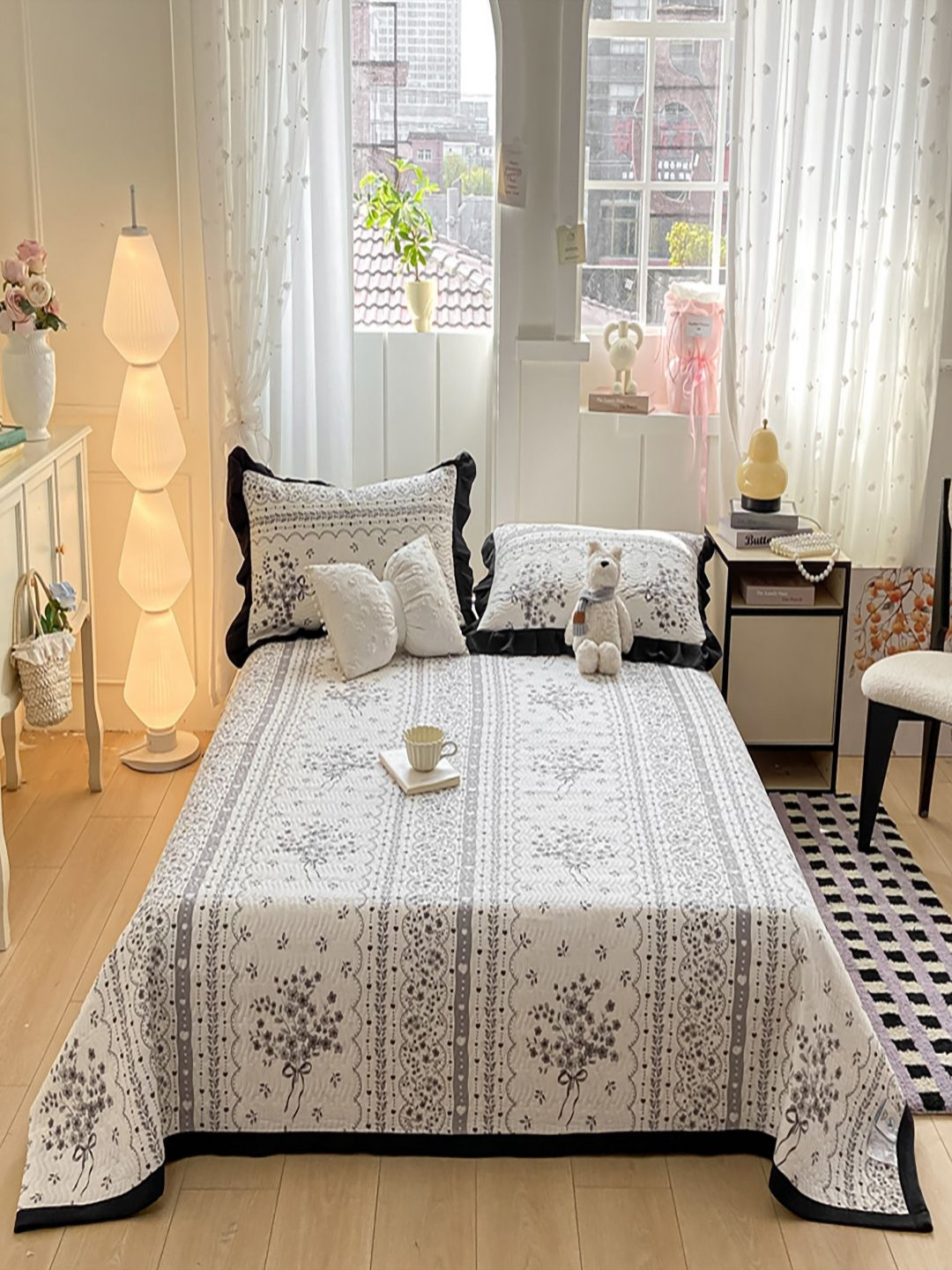 JC HOME Unisex Floral Printed Single Bed & Pillow Covers
