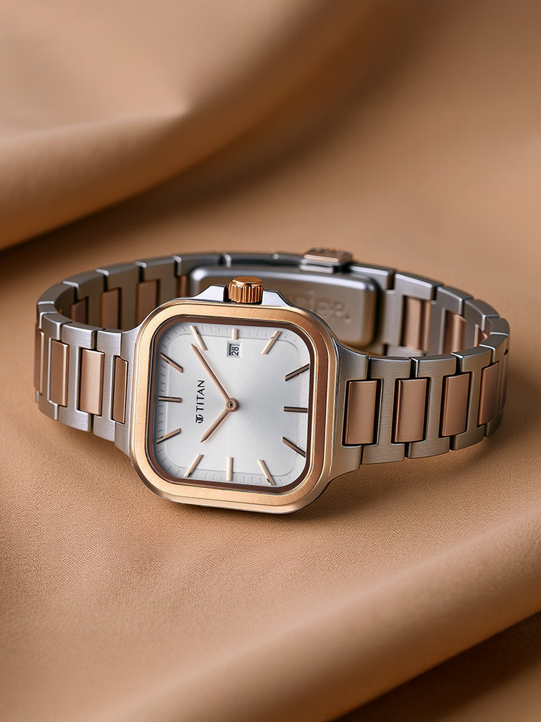 Titan Women Slim Square Quartz Analogue Watch - 95291KM01