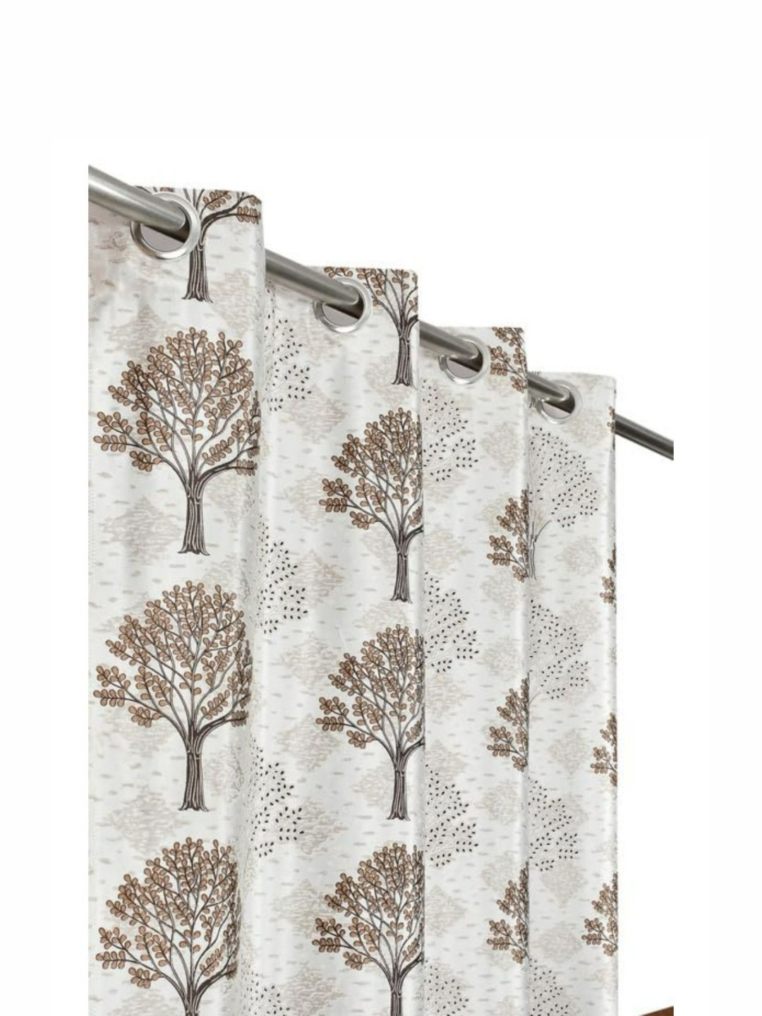 UrbanArts Brown And White Floral Printed Room Darkening Door Curtain