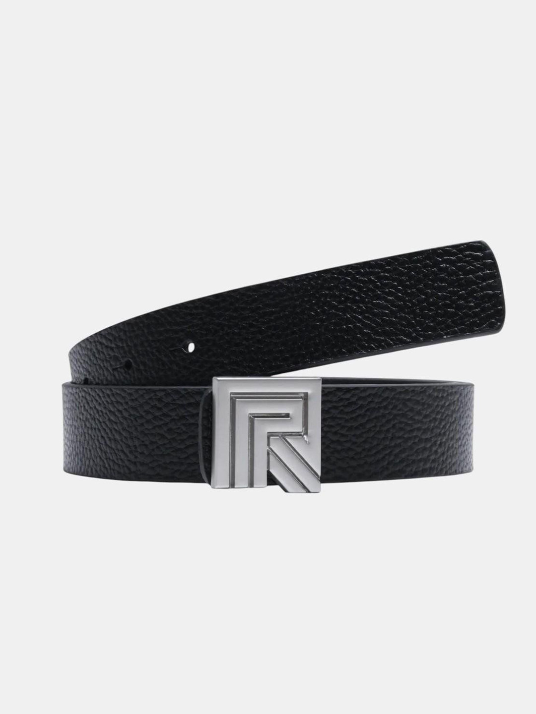 RARE RABBIT Men Textured Vero Black Non Reversible Leather Belt