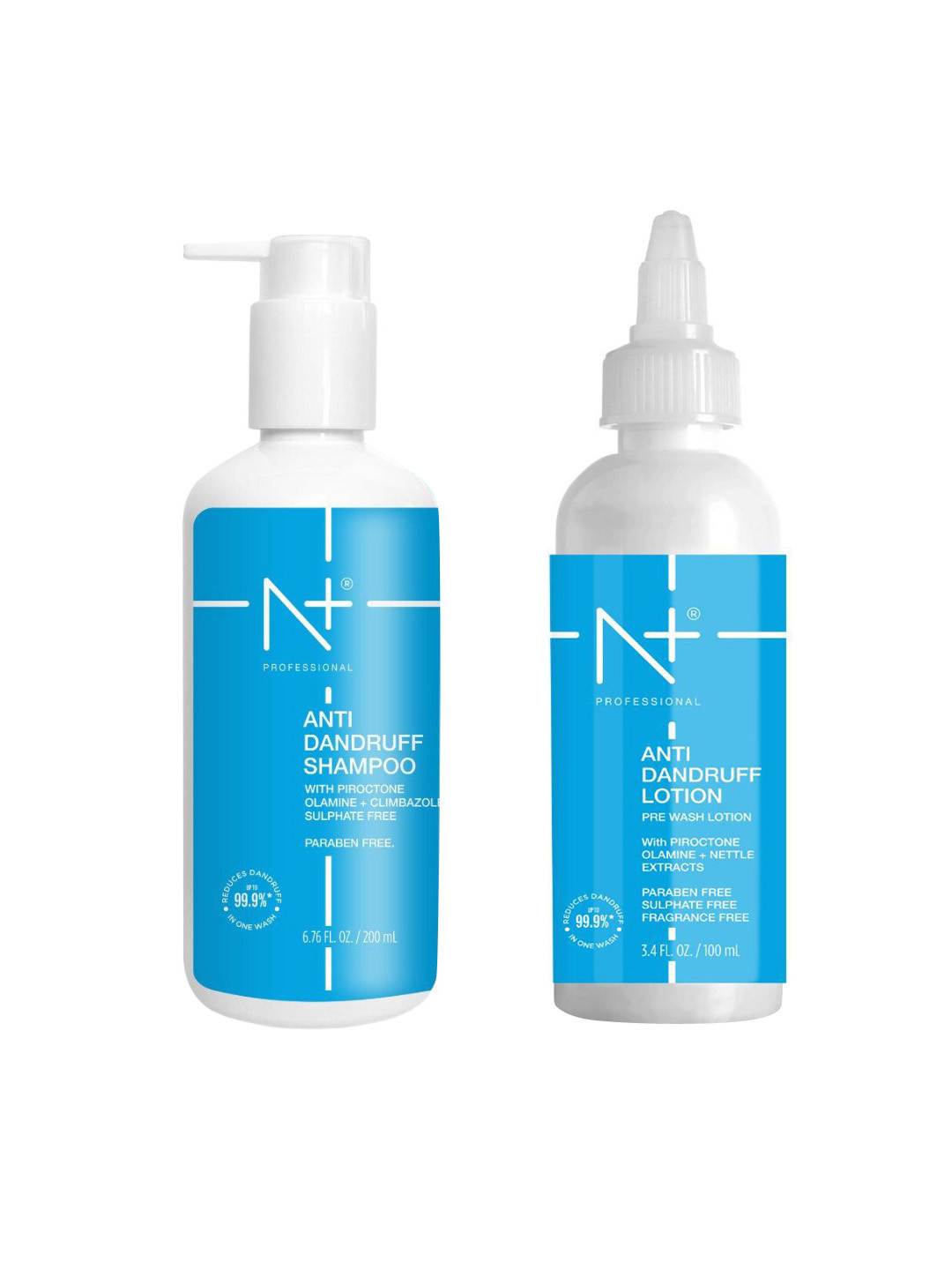 N Plus Professional Anti-Dandruff Hair Care Combo - Pre-Wash Lotion 100ml & Shampoo 200ml
