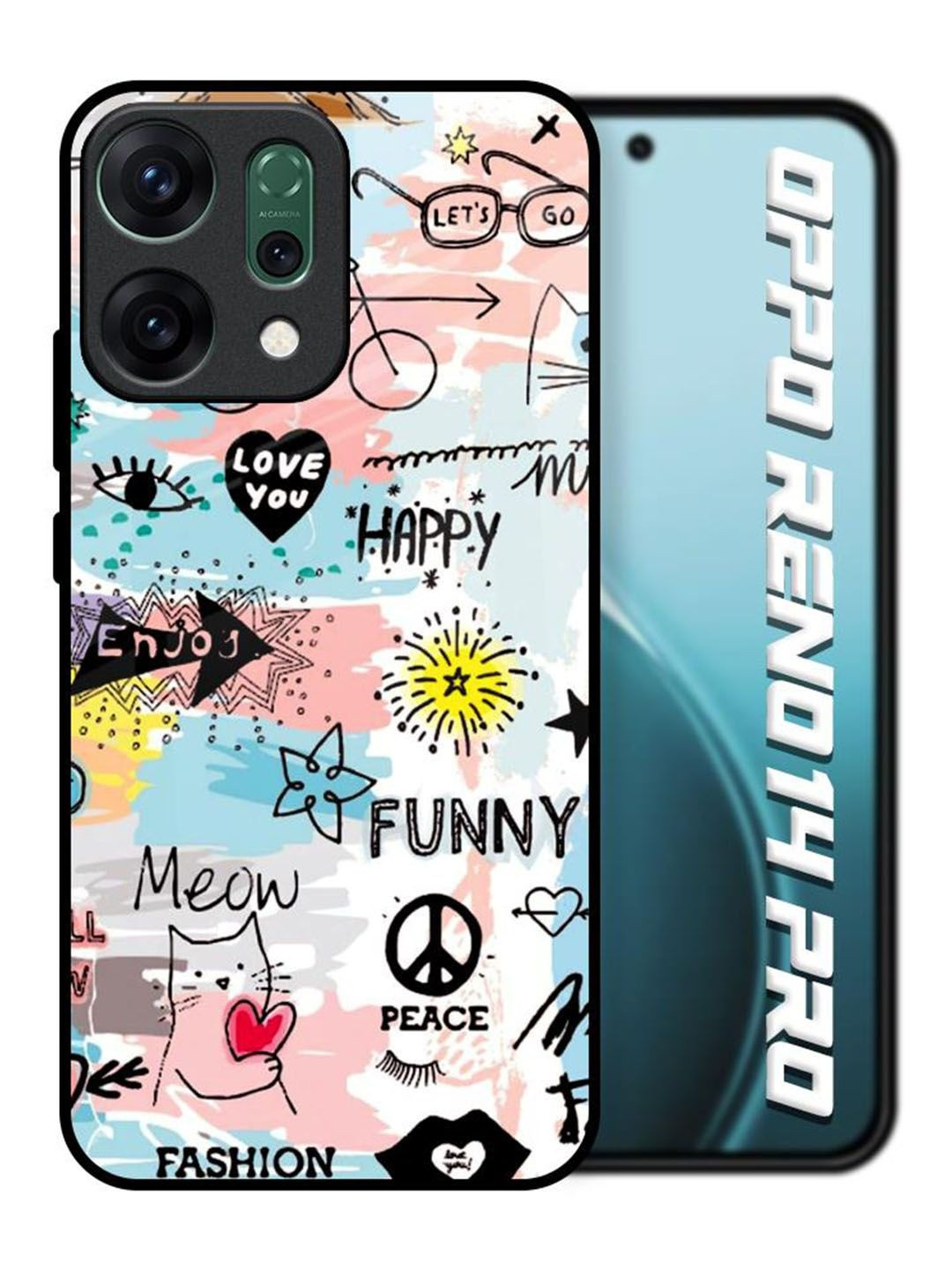 QRIOH Just For You Typography Print Oppo Reno14 Pro 5G Glass Back Case Mobile Accessories