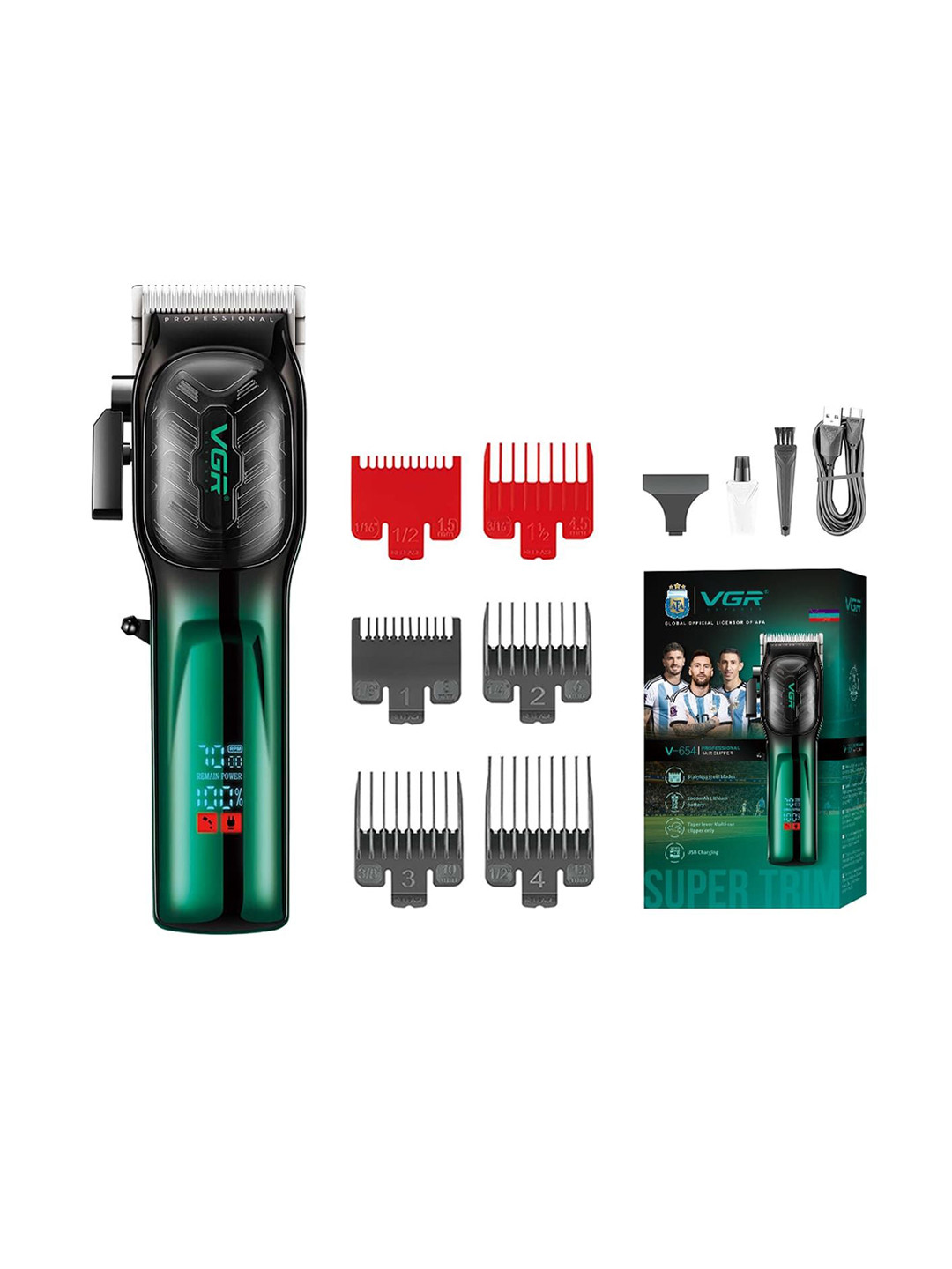 VGR V-654 Professional Trimmer with 200-Min Runtime & 10 Length Settings - Green