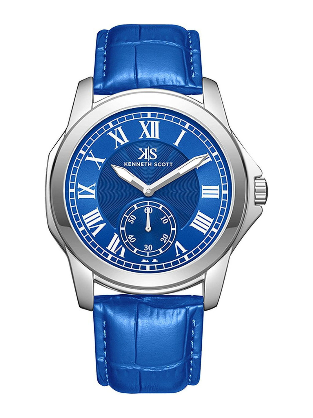 KENNETH SCOTT Men Dial & Leather Textured Straps Analogue Watch K24018-SLNN