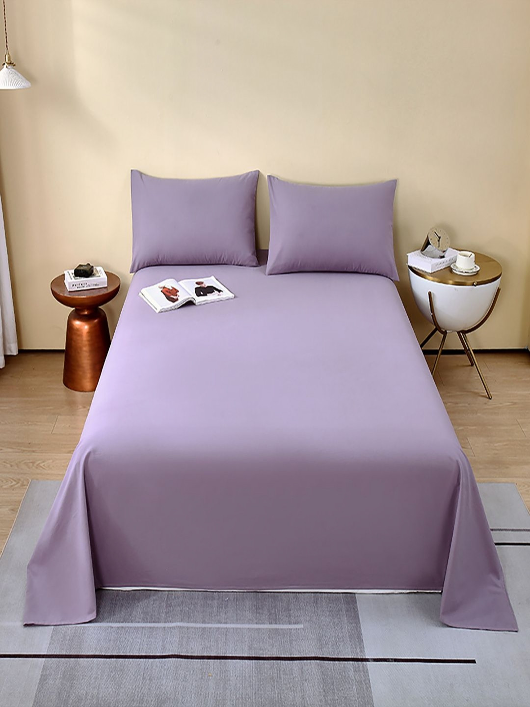 JC HOME Purple 240 TC King Bedsheet Set 2.0 m x 2.30 m