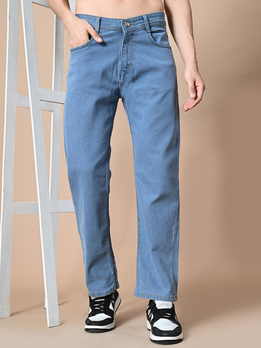 MaverIQ Men Classic Mid-Rise Baggy Fit Stretchable Jeans