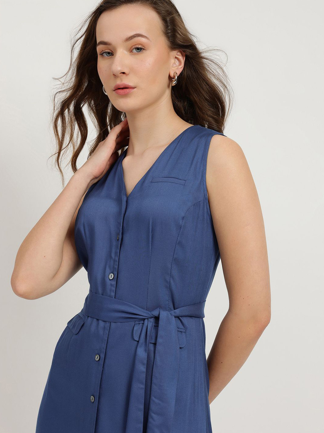 FableStreet Button Down Dress - Blue