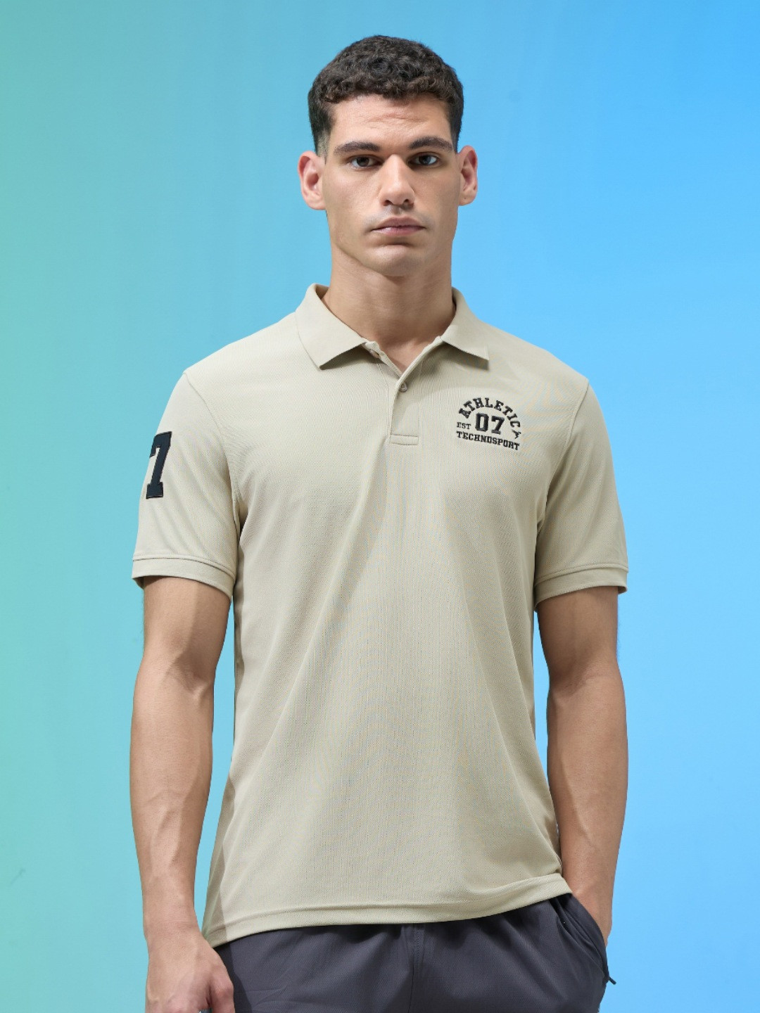 Technosport Men Printed Anti Static Sports Slim Fit T-shirt with MATPIQ