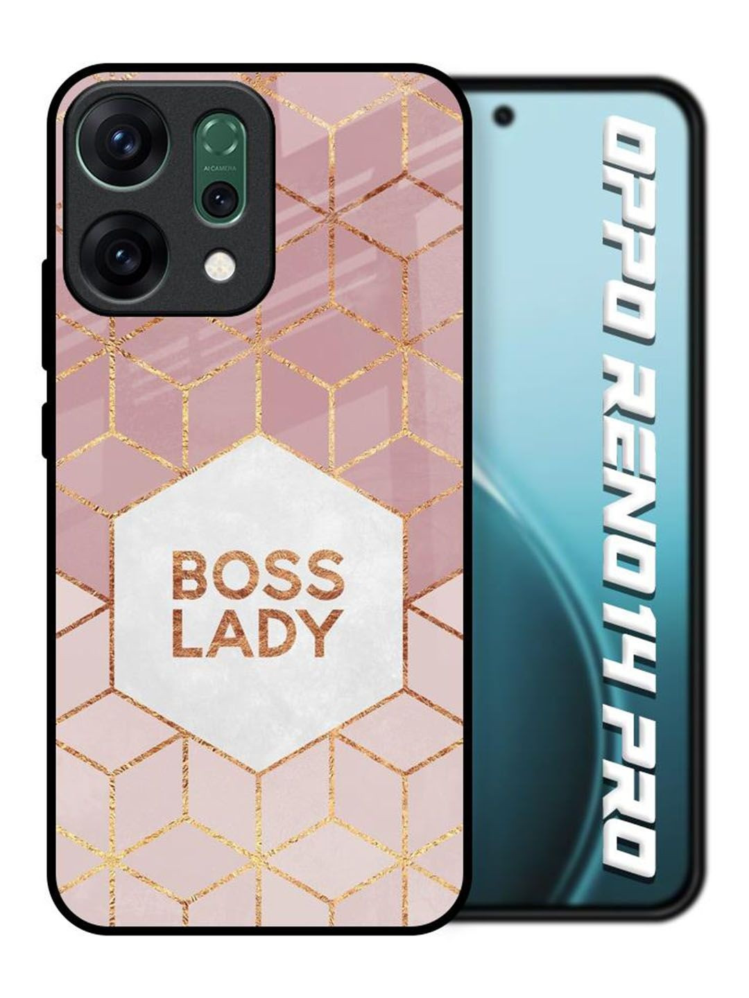 QRIOH Boss Lady Printed Oppo Reno14 Pro 5G Glass  Back Case Mobile Accessories