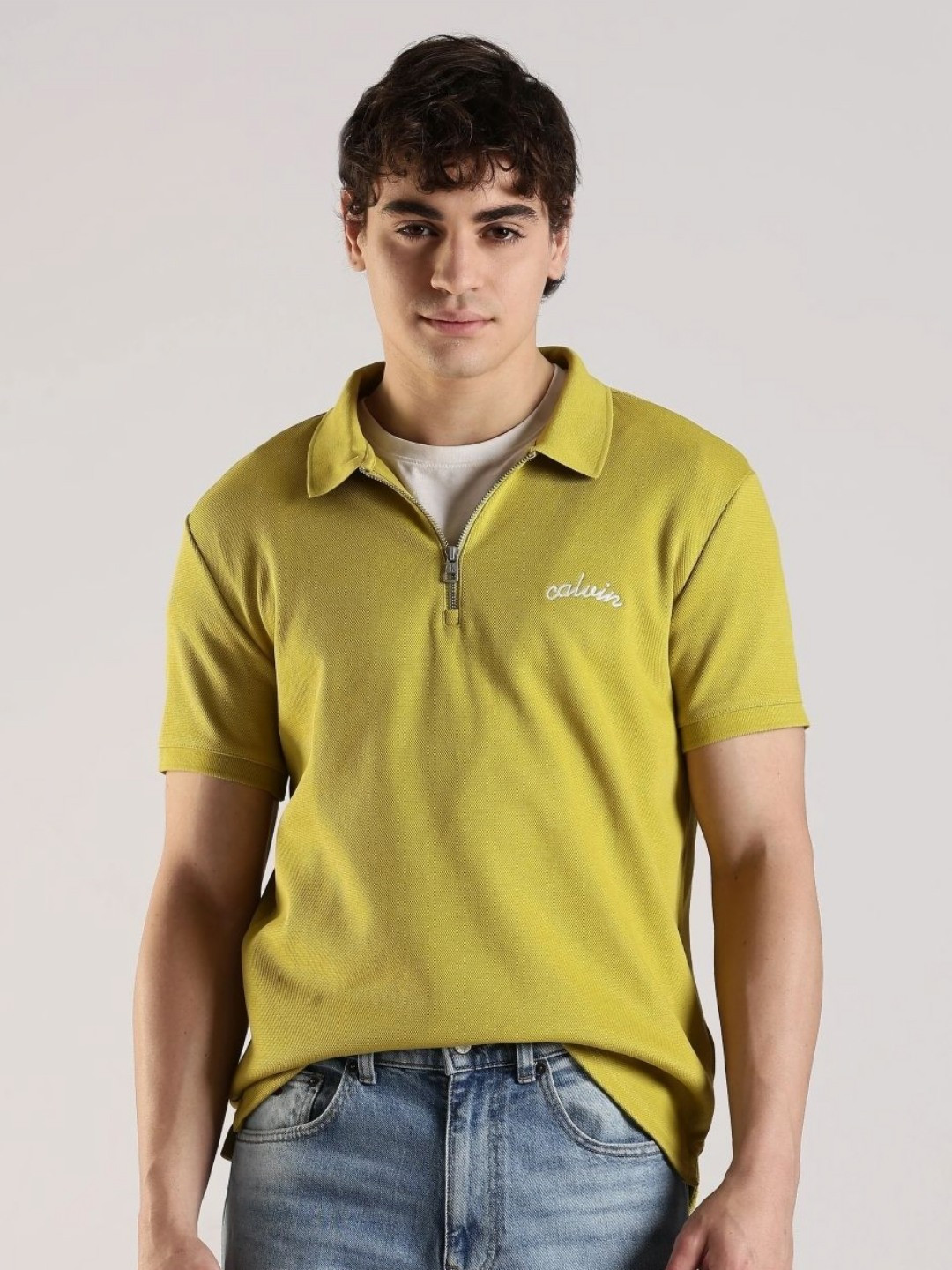 Calvin Klein Jeans India Resource Men Solid Polo Collar T-shirt