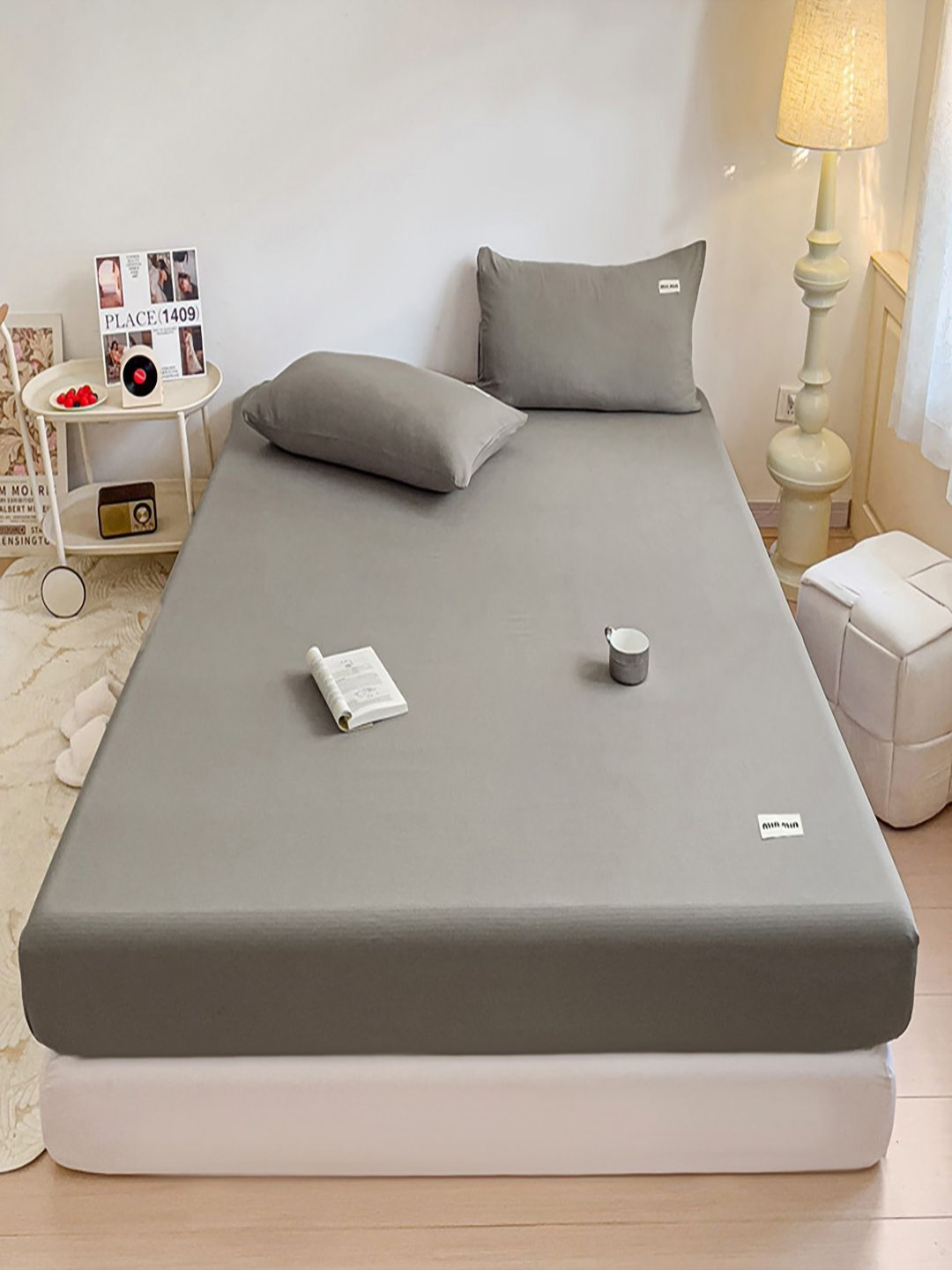 JC HOME Grey 140 TC Cotton King Size Bedsheet Set - 1.80x2.00 m