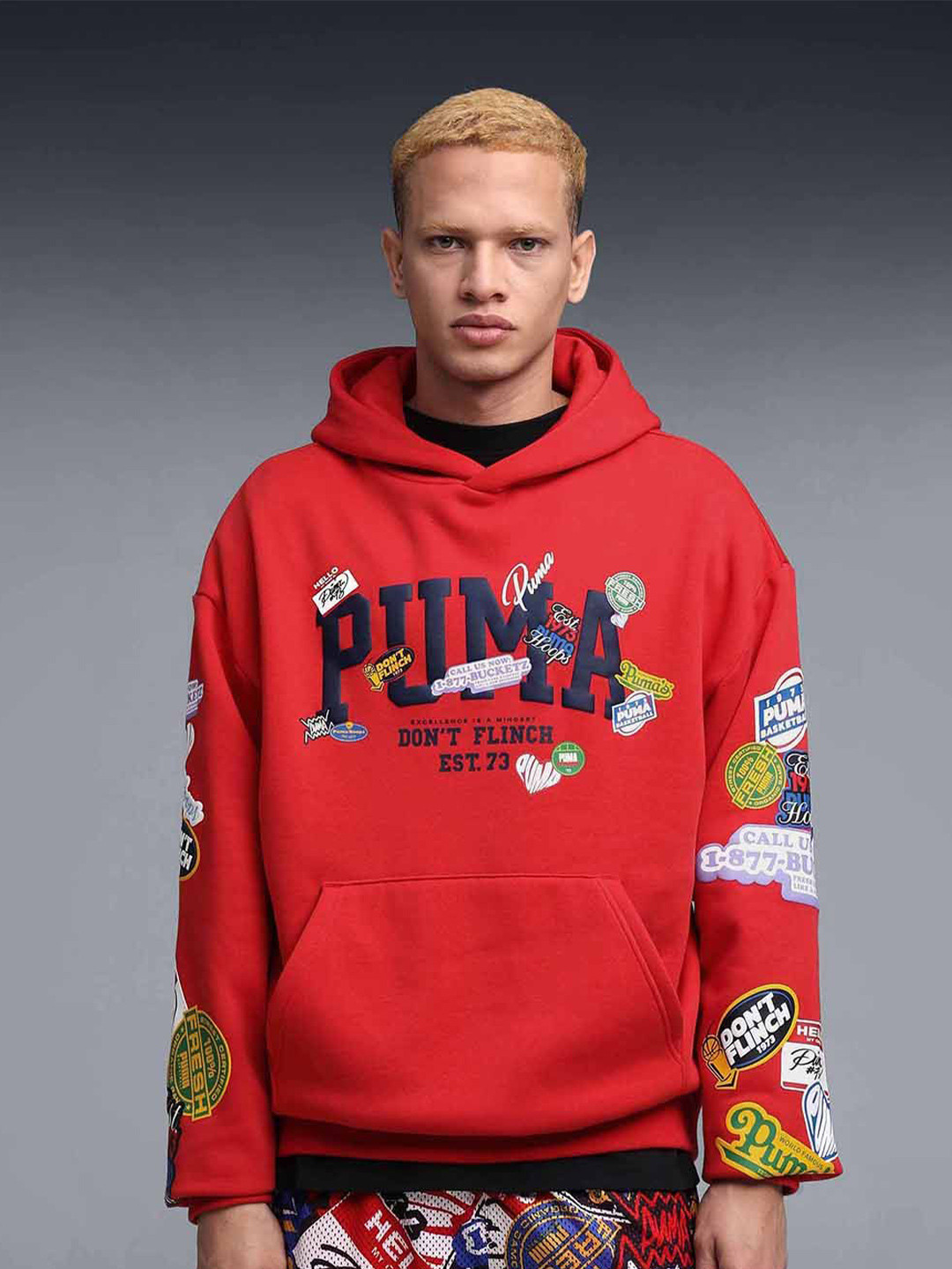 Puma HOOPERS HOTLINE Men Cotton Pullover Hoodie