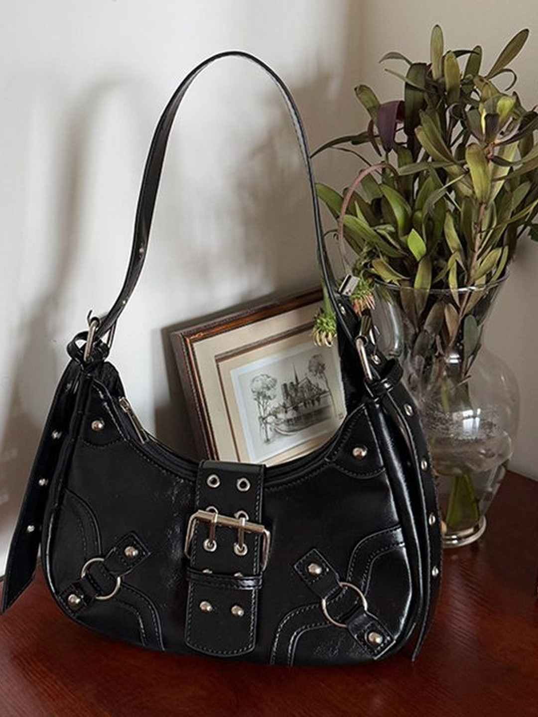 CORSICA Punk Rock Chic Shoulder Bag with Crescent Pattern