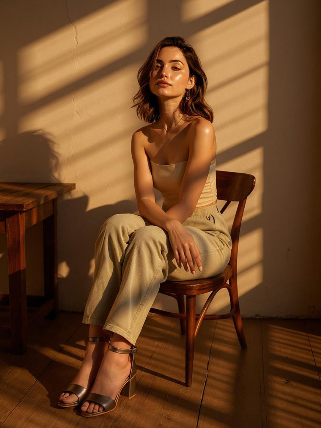 Stylestry Women Block Heel Open Toe Ankle Loop Metallic Sandals