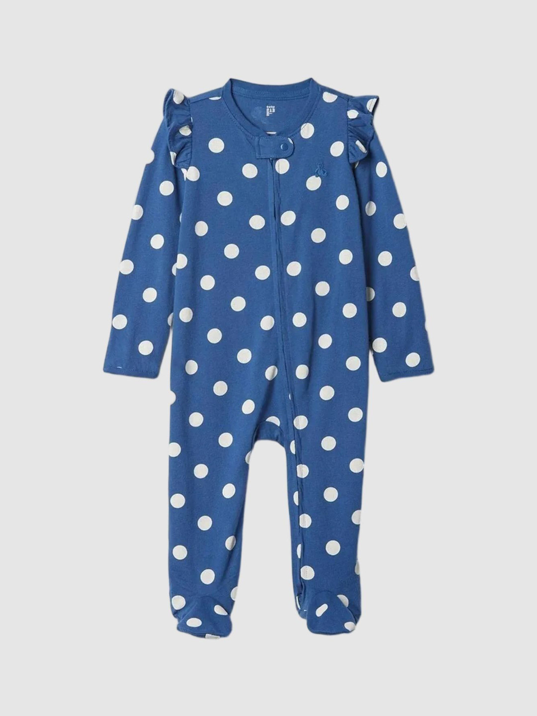 GAP Infant Girls Polka Dot Printed Round Neck Organic Cotton Sleepsuit