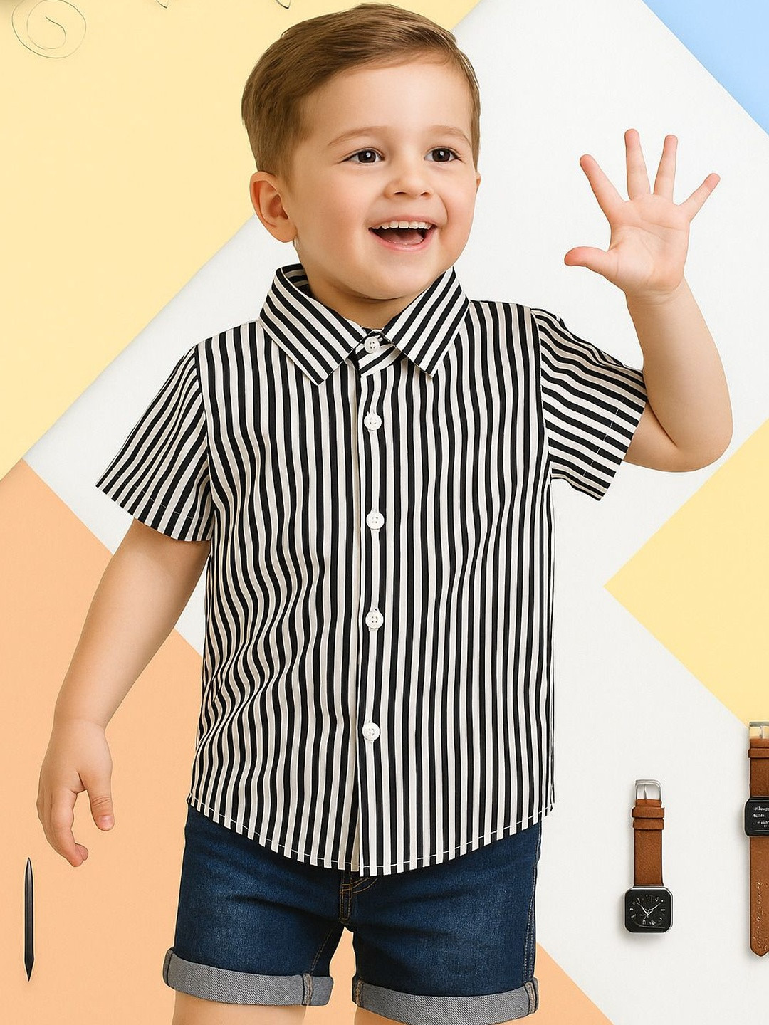 AMBARDI FASHION Boys Classic Striped Cotton Casual Shirt