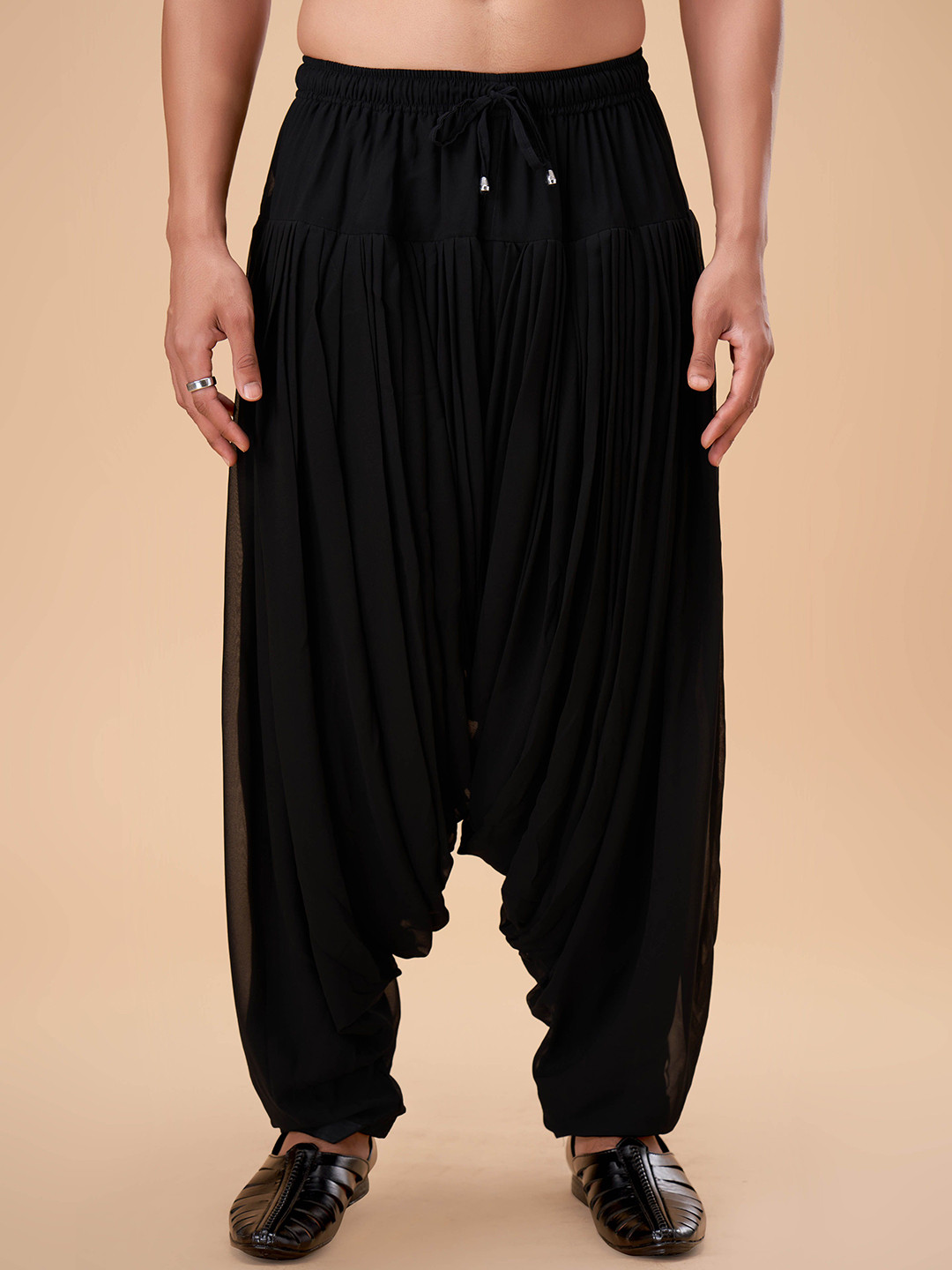 EKATVA ETHNIC Men Georgette Afghani Plain Bottom Dhoti Pants