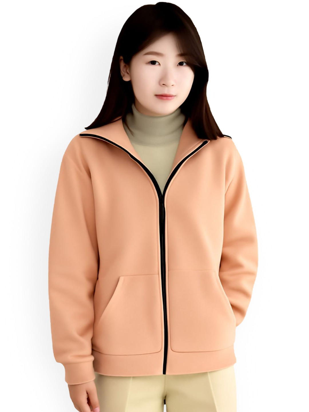 LECOWAR Women Hooded Solid Bomber Jacket