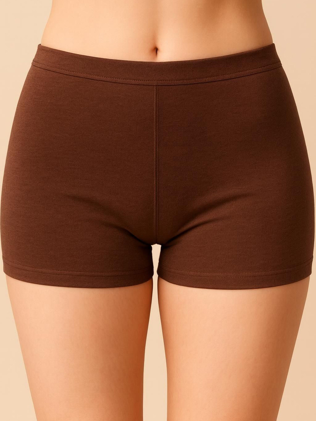 HIRRUX Women High Coverage Combed Cotton Mid-Rise Boy Shorts Briefs HR SBT-33 Brown XS-1