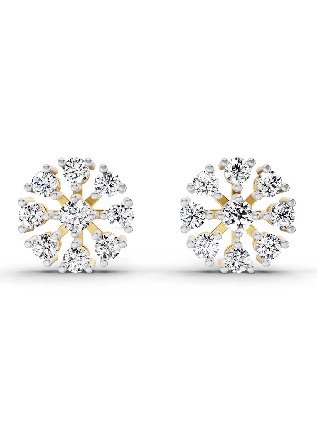 Sparkles 14K Yellow Gold Lab Grown Diamond 1 Carat Round Diamond Stud Earrings