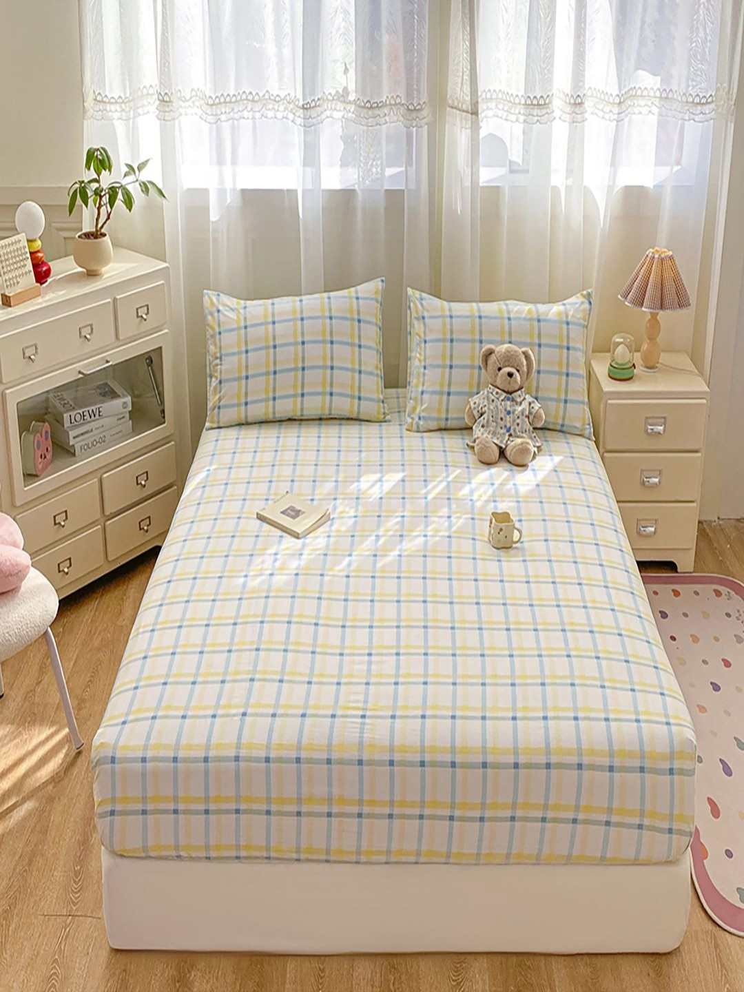 JC HOME White 140 TC Single Bedsheet 1.20 m x 2 m