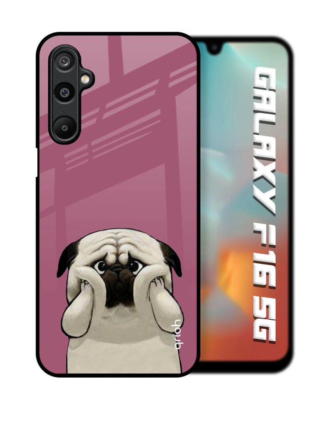QRIOH Funny Pug Face Glass Case For Samsung Galaxy F16 5G