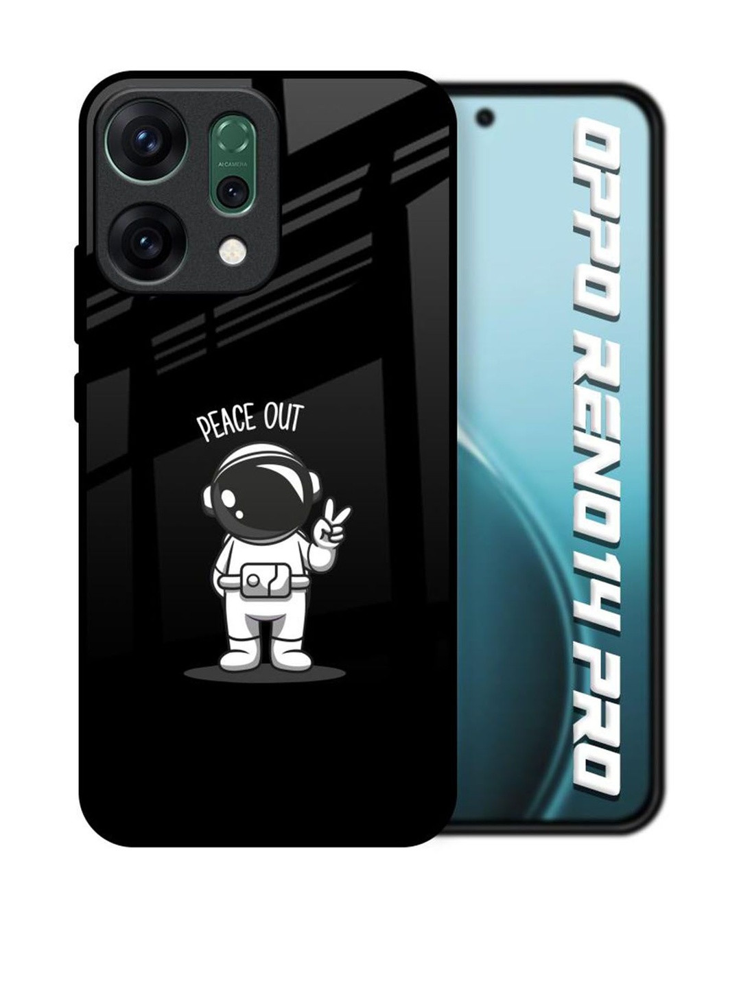 QRIOH Peace Out Astro Printed Oppo Reno14 Pro 5G Back Case Mobile Accessories