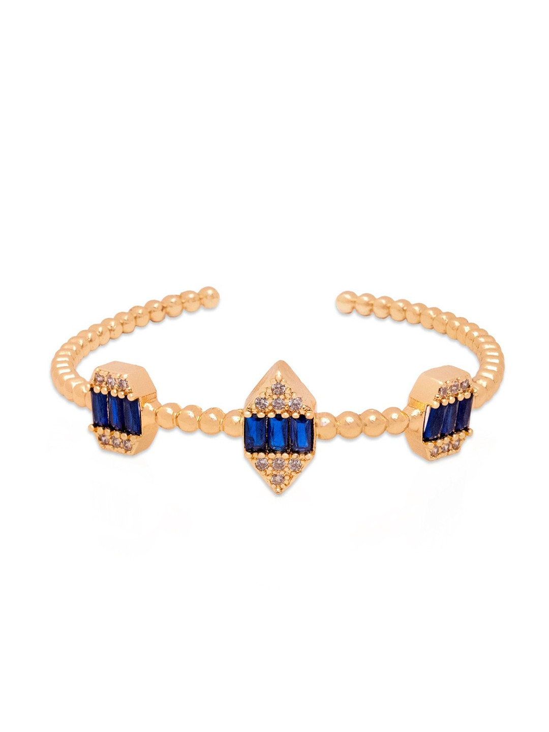 THE OPAL JEWELS Gold-Plated Cubic Zirconia Studded Cuff Bracelet