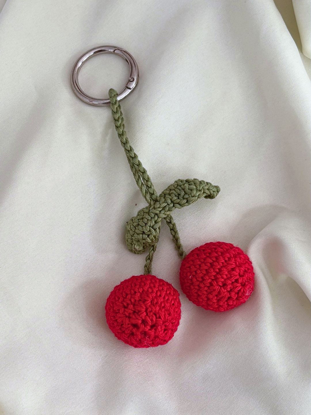 EcoRight Crochet Cute Cherry Bag Charm & Stylish Accessory Keychain