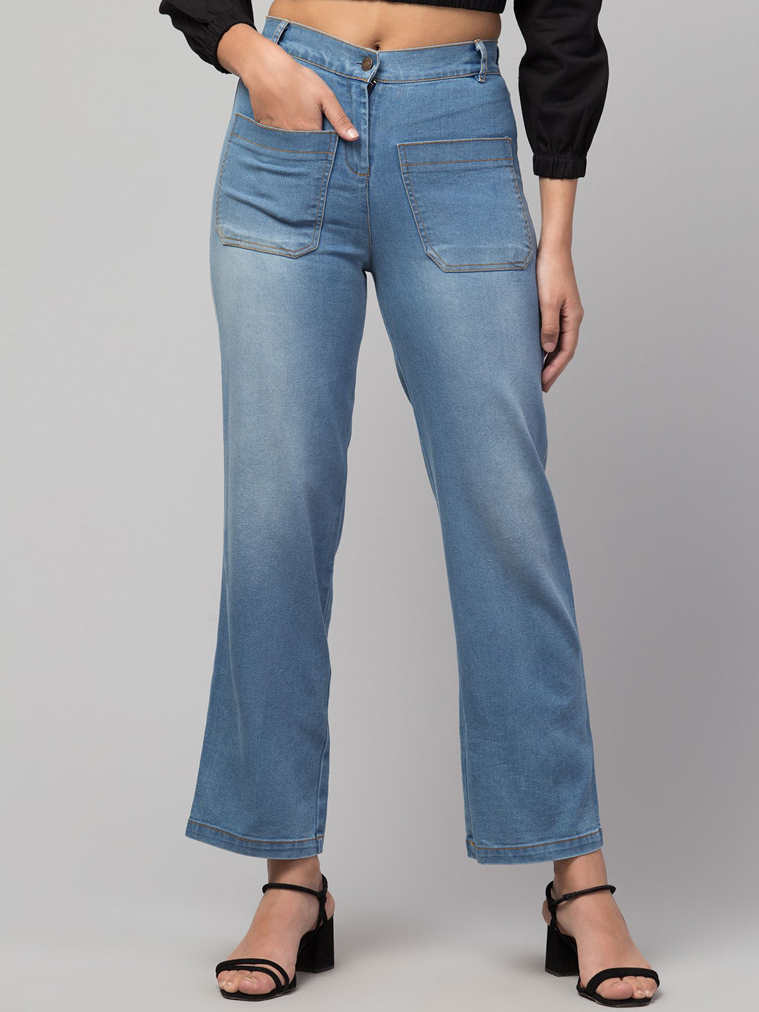 R.Code by The Roadster Life Co. Women Regular Fit Light Fade Front Square Pocket Jeans