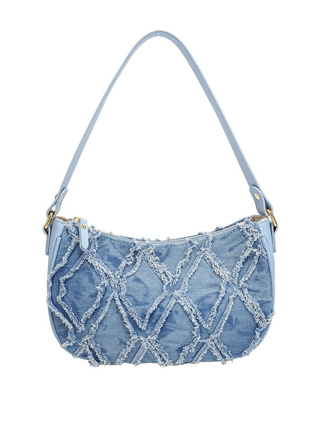 CORSICA  Women Blue Textured PU Half Moon One Handle Satchel