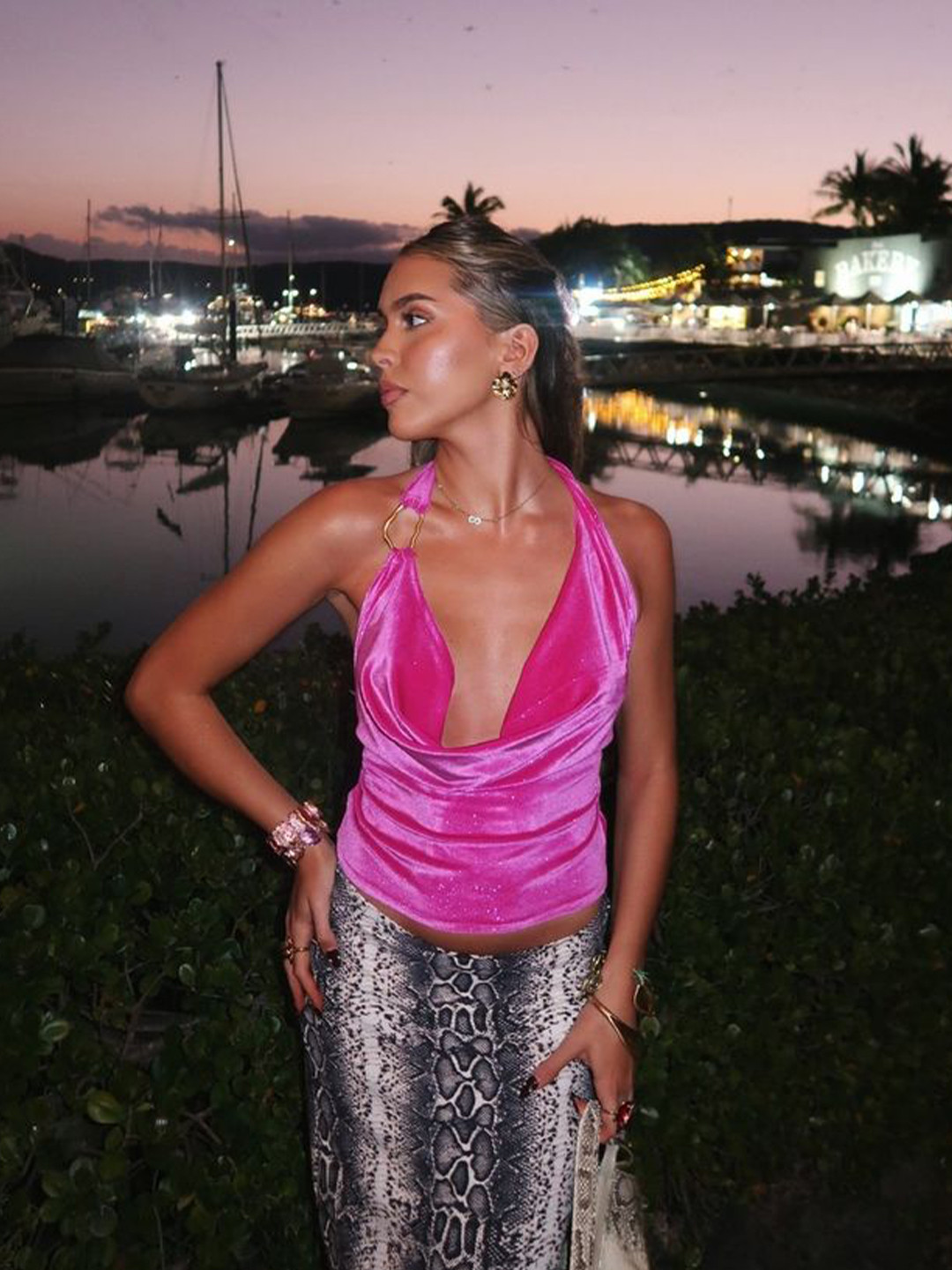 LULU & SKY Halter Neck Backless Fitted Top