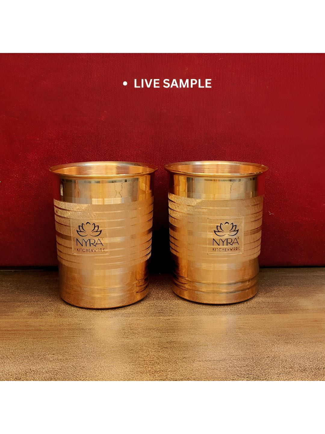 Nyra Kitchenware Copper-Toned 2 Pieces Copper Water Glasses-270 ml Each