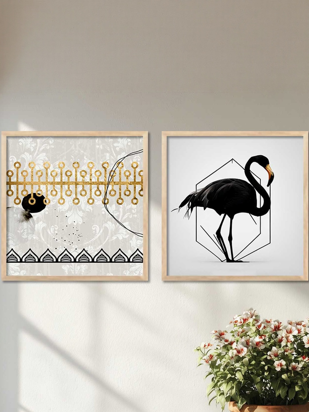 WALLLANE Set Of 2 Wood Framed Wall Paintings