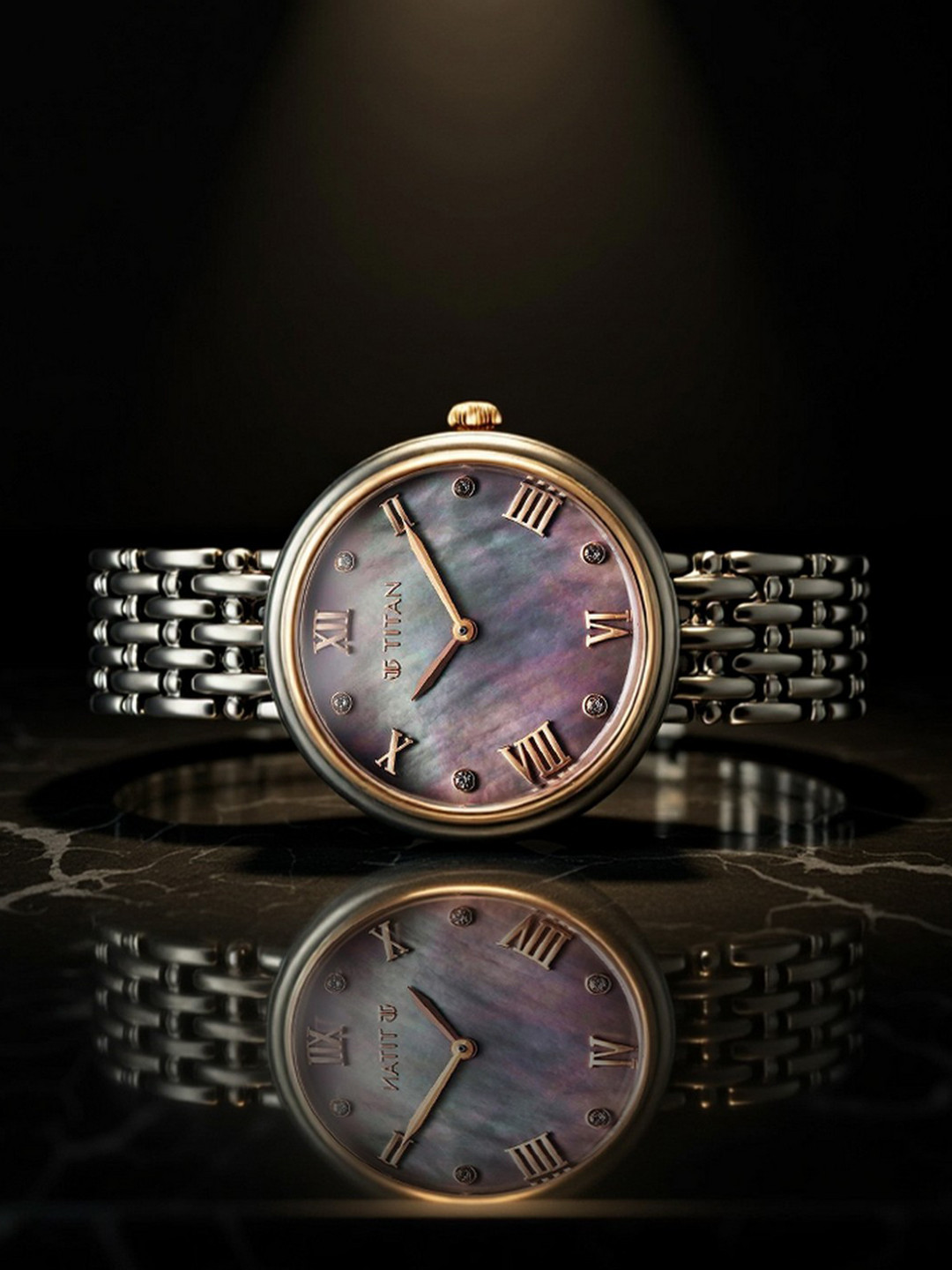 Titan Women Purple Round Dial Analogue Watch 95243KM01