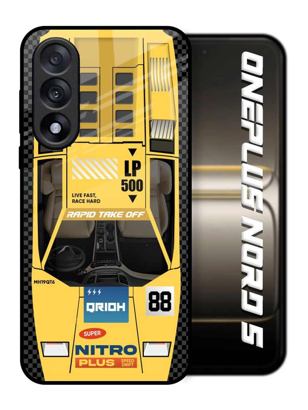 QRIOH Yellow Racing Car OnePlus Nord 5 5G Back Case Mobile Accessories