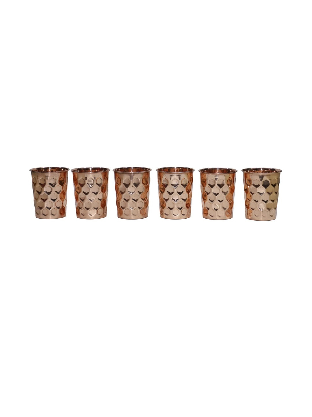 Shakuntla Vintage Pack Of 6 Diamond Cut Copper Glass